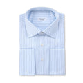 Striped Light Blue and Navy Double Cuff Shirt