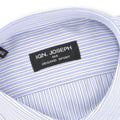 Striped White, Blue and Brown Slim Shirt
