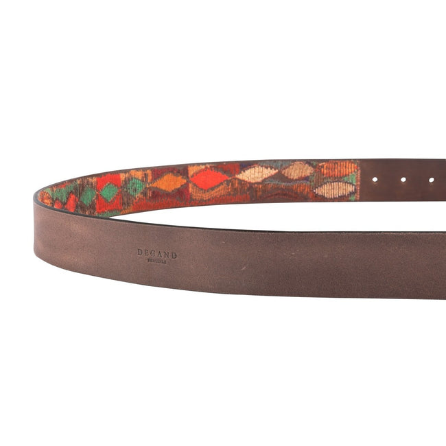 Brown Leather Embroidered Belt