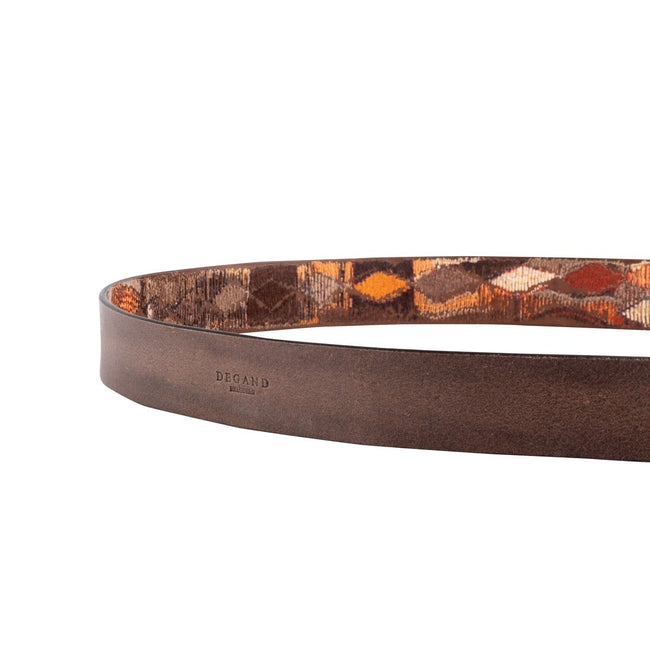 Brown Leather Embroidered Belt
