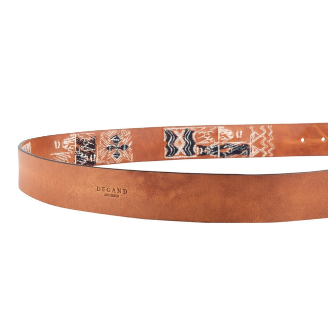 Natural Leather Embroidered Belt