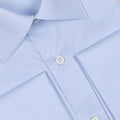 Plain Light Blue Linen Double Cuff Shirt