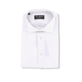 Striped Ecru, Brown and Navy Slim Double Cuff Shirt