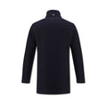 Navy Diagonal Wool Carcoat With Fur