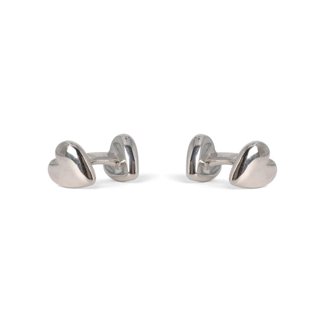 Cufflinks - Double Heart Rhodium