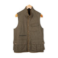 Waistcoat - Herringbone Tweed Wool Buttoned High Collar