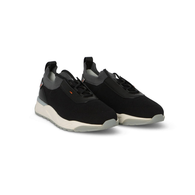 Sneakers - Bi-Material Microfiber & Leather Lace-Ups
