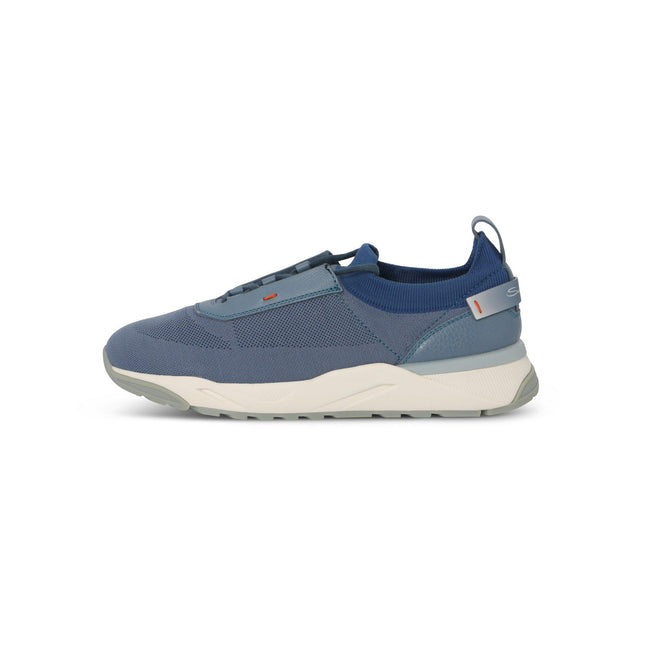 Sneakers - Bi-Material Microfiber & Leather Lace-Ups