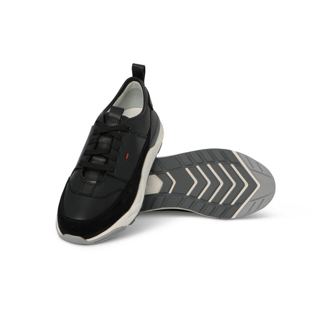 Sneakers - Bi-Material Leather & Suede Lace-Ups