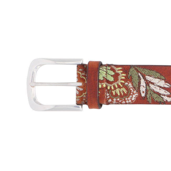 Belt Natural Leather Embroidered Coloured Drawings 