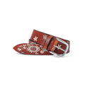 Belt - Natural Leather Embroidered Coloured Drawings 