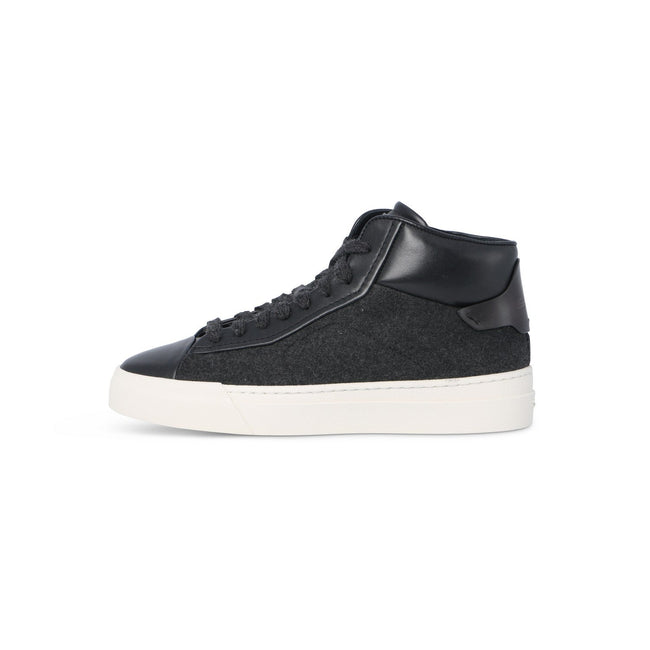 Sneakers - Leather,Wool-Effect Fabric & Rubber Soles Lace-Ups