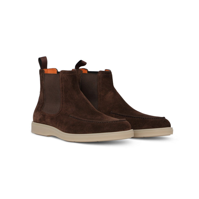 Chelsea Boots - Suede & Rubber Soles + Apron With Elasticated Side Inserts
