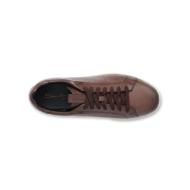 Sneakers - Smooth Leather & Rubber Soles Lace-Ups