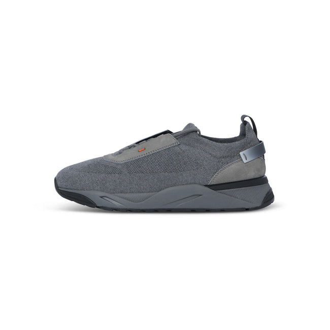 Sneakers - Nubuck, Stretch Knit & Rubber Soles Lace-Ups