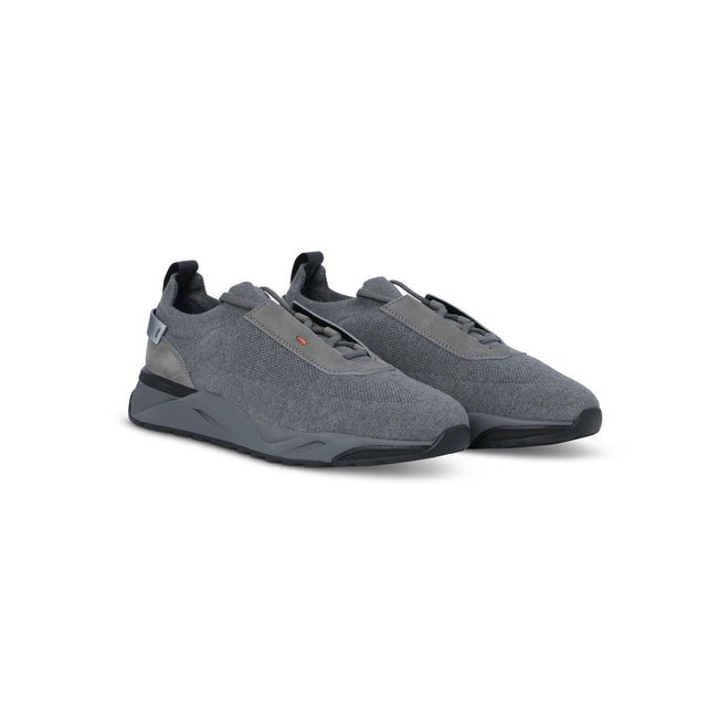 Sneakers - Nubuck, Stretch Knit & Rubber Soles Lace-Ups
