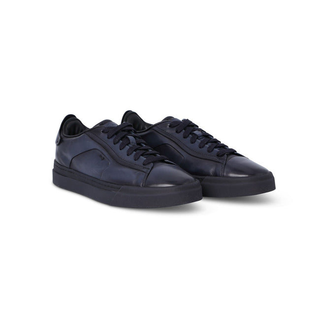 Sneakers - Patinated Leather & Rubber Soles Lace-Ups