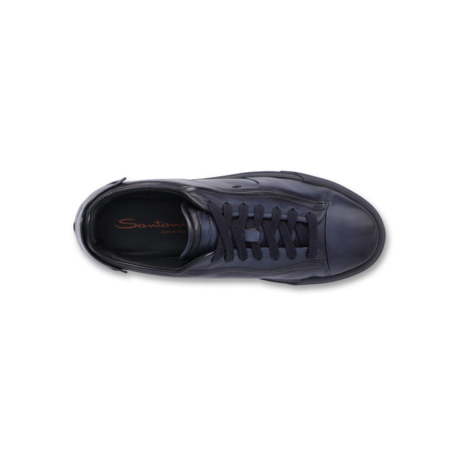 Sneakers - Patinated Leather & Rubber Soles Lace-Ups