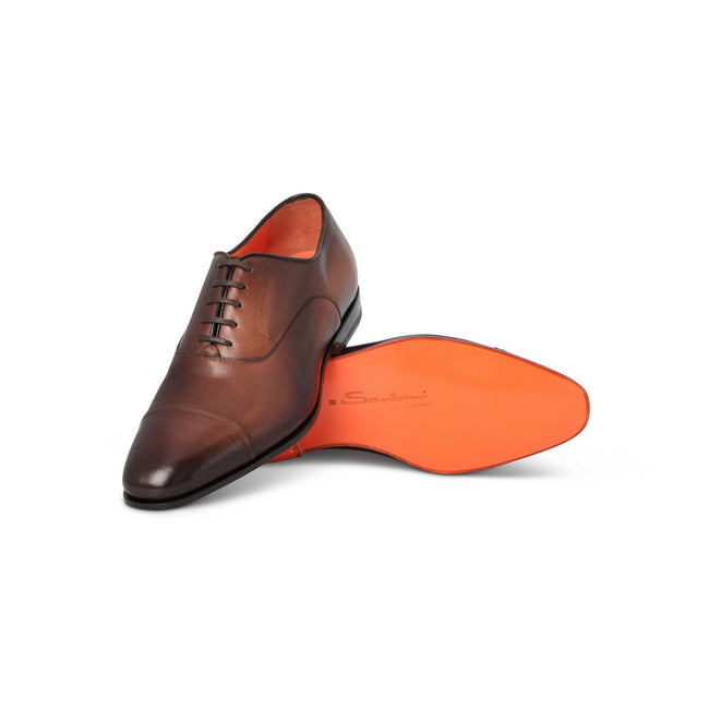 Oxfords - Distressed Patinated Leather & Bimaterial Soles Lace-Ups