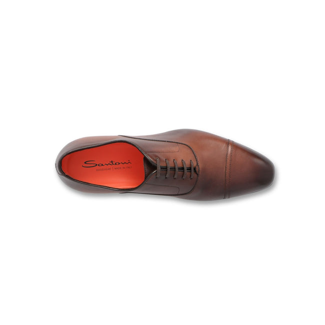 Oxfords - Distressed Patinated Leather & Bimaterial Soles Lace-Ups