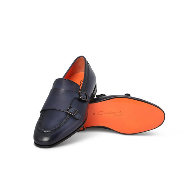Loafers - Distressed Leather Monk Strap Double Buckle + Apron