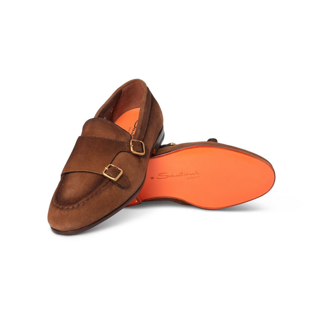Loafers - Distressed Suede Monk Strap Double Buckle + Apron
