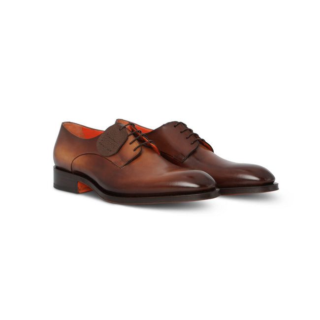 Derbies - Patinated Leather & Leather Soles Lace-Ups