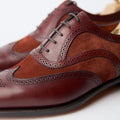 Wingtip Medallion Oxfords - MALVERN III Leather, Suede & Leather Soles Lace-Ups