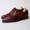 Wingtip Medallion Oxfords - MALVERN III Leather, Suede & Leather Soles Lace-Ups