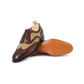 Wingtip Medallion Oxfords - MALVERN III Leather, Twill & Leather Soles Lace-Ups