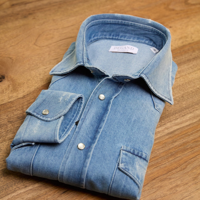Shirt – Denim Cotton, Single Cuff, Snap-Button, Regular Fit