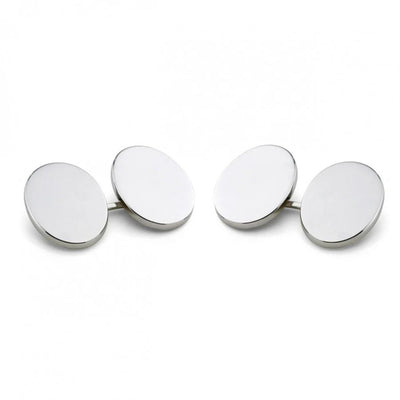 Cufflinks –Plain Oval Linked Sterling Silver