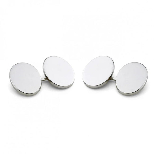 Cufflinks –Plain Oval Linked Sterling Silver