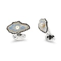 Cufflinks - Sterling Silver Oxidised Oyster And Pearl
