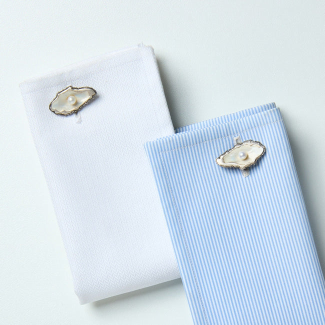 Cufflinks - Sterling Silver Oxidised Oyster And Pearl
