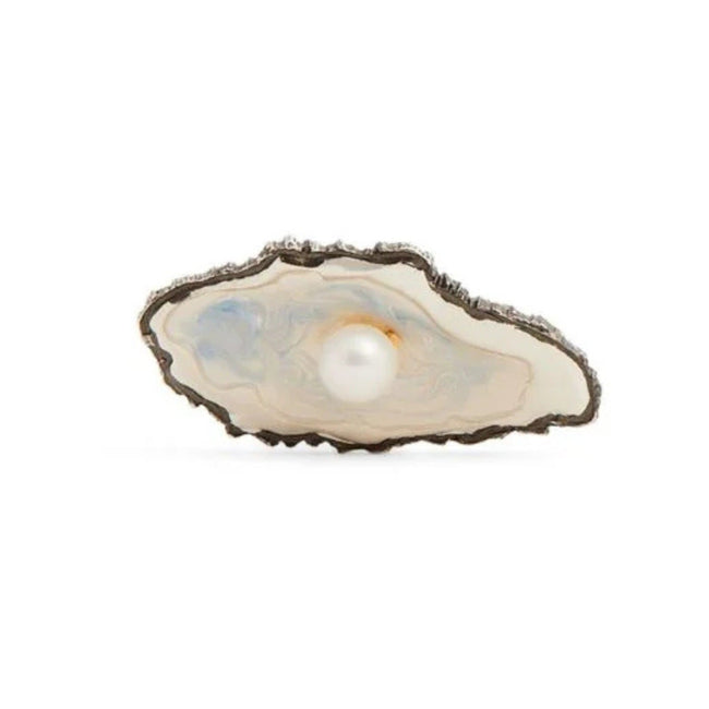 Cufflinks - Sterling Silver Oxidised Oyster And Pearl
