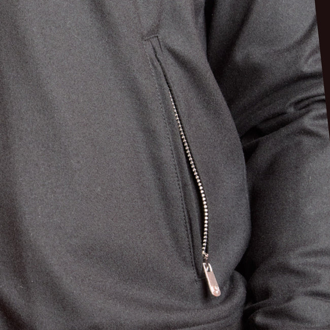 Jacket - Blouson Cashmere Stretch, Stand-Up Collar + Zipped