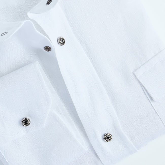 Shirt – Linen Single Cuff Decorative Snap buttons