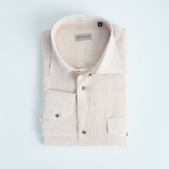 Shirt – Linen Single Cuff Decorative Snap buttons
