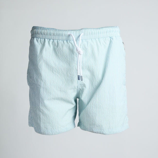 Swim Shorts – MADEIRA AIRSTOP Textured Seersucker Striped Pattern Microfiber-100780323