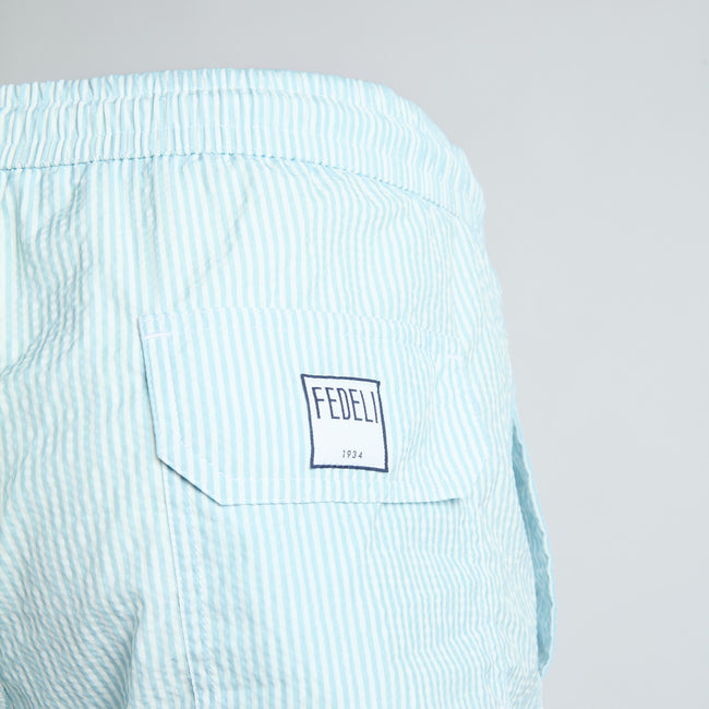 Swim Shorts – MADEIRA AIRSTOP Textured Seersucker Striped Pattern Microfiber-100780323