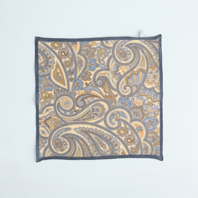 Pocket Square – Octagonal Floral Print With Border Silk-100781594