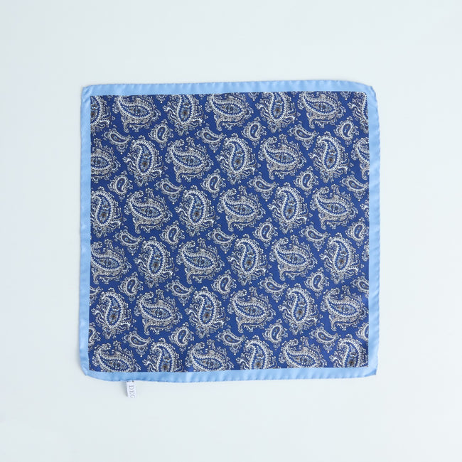Pocket Square – Small & Large Paisley Print With Border Silk-100781590