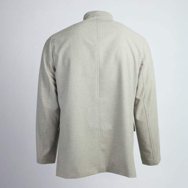 Jacket – Wool, Cotton & Silk Deconstructed Mao Collar Buttoned-100782898