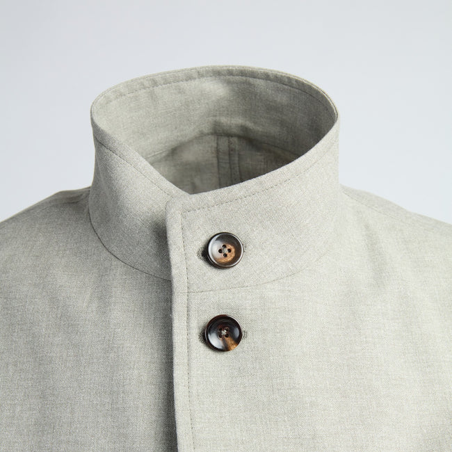 Jacket – Wool, Cotton & Silk Deconstructed Mao Collar Buttoned-100782898