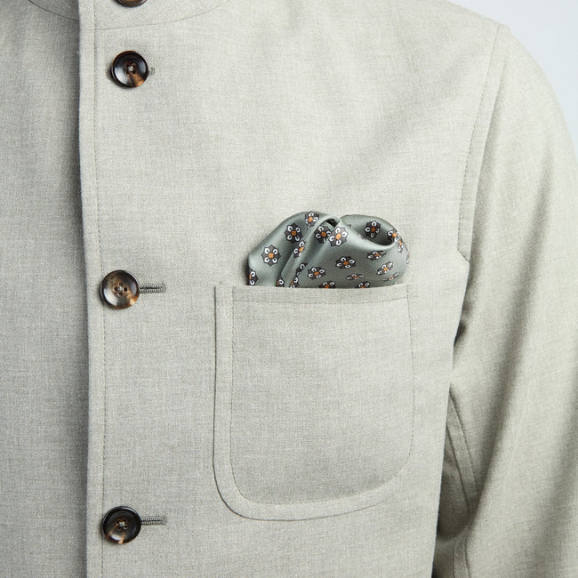 Jacket – Wool, Cotton & Silk Deconstructed Mao Collar Buttoned-100782898