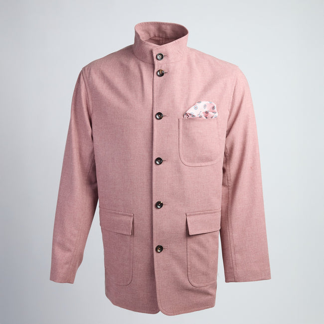 Jacket – Wool, Cotton & Silk Deconstructed Mao Collar Buttoned-100782898