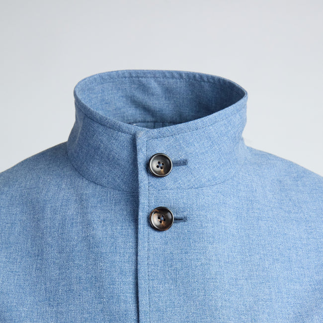 Jacket – Wool, Cotton & Silk Deconstructed Mao Collar Buttoned-100782898