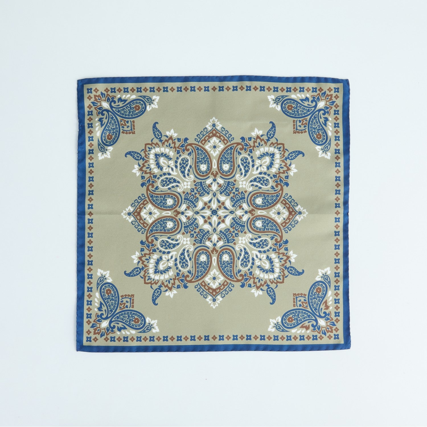 Pocket Square – Central Paisley Print With Thin Border Silk– La Maison ...