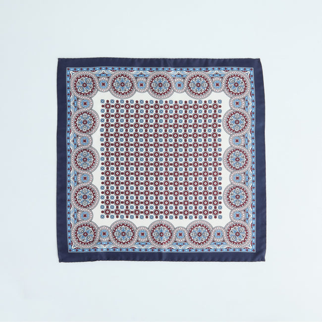 Pocket Square – Tie-Dot Print With Border Silk-100783161